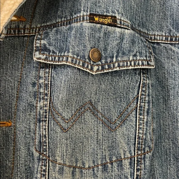 VTG 80s Wrangler Western M-159 Sherpa Lined Denim Jacket Corduroy Wrist Size XXL - Picture 8 of 14